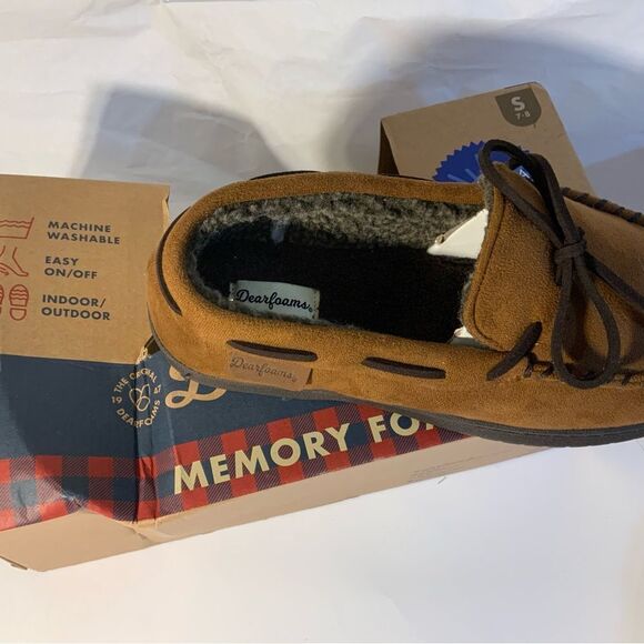 Dearfoams Men's Black Memory Foam Slippers Indoor/Outdoor SZ Small 7-8 - Picture 5 of 7